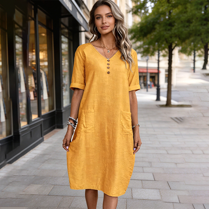 🌺Sommerkleid für Damen mit V-Ausschnitt und lockerer Passform