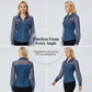 Damen Mesh-Patchwork-Denim-Oberteil
