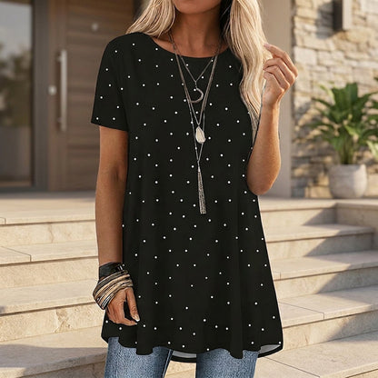 💥✨Zeitlich begrenztes Sonderangebot: 50% Rabatt – 👚Freizeitliches Damen-Tunika-Top mit Polka-Dots