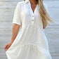 🌸 JETZT 50 % RABATT! 🌸Einfarbiges, bequemes Kleid mit Reverskragen und Knöpfen