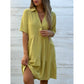 🌸 JETZT 50 % RABATT! 🌸Einfarbiges, bequemes Kleid mit Reverskragen und Knöpfen