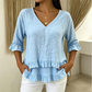🌺Elegantes Sommer-Oberteil für Damen mit Rüschen und V-Ausschnitt