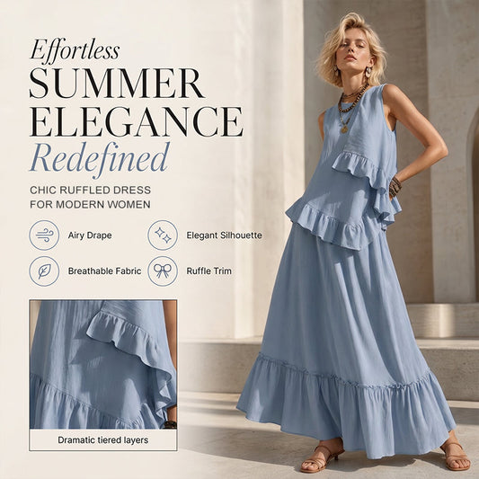 🌺Ärmelloses Maxikleid mit Rüschen für Damen