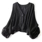 📢📢50% RABATT !!⏰Damen Leichtes Sonnenschutz-Shirt – Tiefer V-Ausschnitt, Laternenärmel, Transparente Lage ☀️