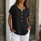 Lässiges Damen-T-Shirt mit V-Ausschnitt und Knöpfen