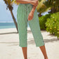 ⏰ Countdown läuft – 50% nur noch 3 Tage! Gestreifte Caprihose aus Baumwoll-Leinen-Mischgewebe für Damen mit Taschen