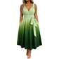 👗Elegantes Damenkleid mit V-Ausschnitt, Farbverlauf und Taschen