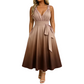 👗Elegantes Damenkleid mit V-Ausschnitt, Farbverlauf und Taschen