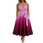 👗Elegantes Damenkleid mit V-Ausschnitt, Farbverlauf und Taschen