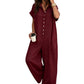 Lässiger, locker sitzender Kurzarm-Jumpsuit mit Knöpfen für Damen