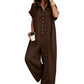 Lässiger, locker sitzender Kurzarm-Jumpsuit mit Knöpfen für Damen