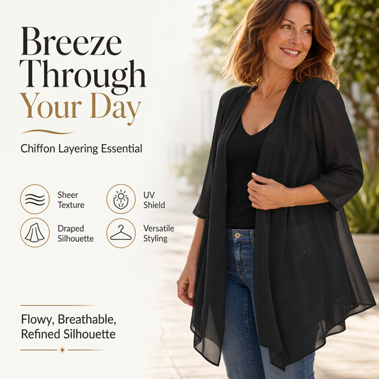 🌺Damen leichter Chiffon-Cardigan mit offener Vorderseite