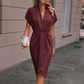🌺Elegantes Damenkleid mit V-Ausschnitt und Rüschen