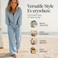 🌺Set aus langärmeligem Oberteil mit V-Ausschnitt und Hose für Damen