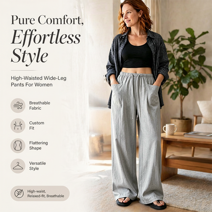 ✨Damen hoch taillierte weite Kordelzug-Hose