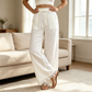 ✨Damen Weitbein-Leinenhose mit Spitzensaum