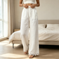 ✨Damen Weitbein-Leinenhose mit Spitzensaum