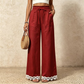 ✨Damen Weitbein-Leinenhose mit Spitzensaum