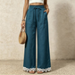 ✨Damen Weitbein-Leinenhose mit Spitzensaum