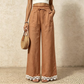 ✨Damen Weitbein-Leinenhose mit Spitzensaum