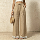 ✨Damen Weitbein-Leinenhose mit Spitzensaum