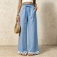 ✨Damen Weitbein-Leinenhose mit Spitzensaum