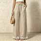 ✨Damen Weitbein-Leinenhose mit Spitzensaum