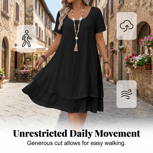 ✨👗Damen lässiges locker sitzendes Kurzarmkleid