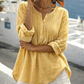 ✨Damen Langarm-Henley-Bluse mit Falten