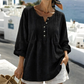 ✨Damen Langarm-Henley-Bluse mit Falten