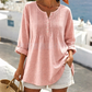 ✨Damen Langarm-Henley-Bluse mit Falten