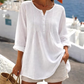 ✨Damen Langarm-Henley-Bluse mit Falten