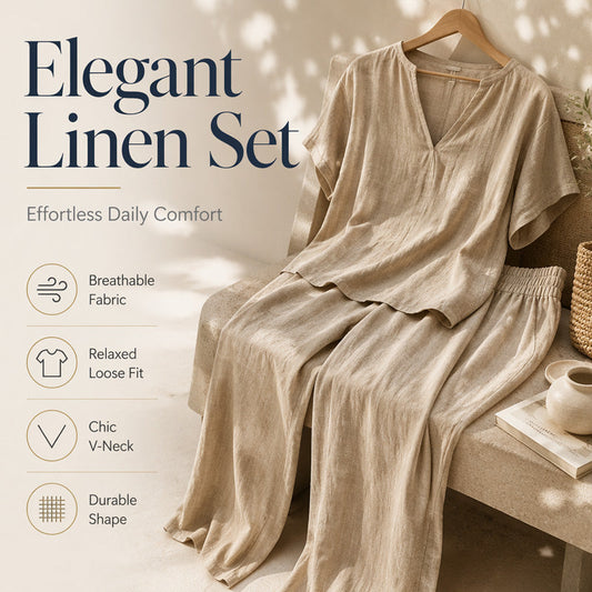 ✨Damen Freizeit-Baumwoll-Leinen-Loungewear-Set