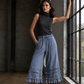 🌺Damenhose aus Tencel-Denim mit weitem Bein und Rüschen am Saum