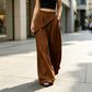 ✨Damenhose mit asymmetrischem Wickelausschnitt und weitem Bein