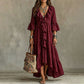 Aktueller Trend⭐👗 Kleid mit V-Ausschnitt, Rüschen und Glockenärmeln – zeitloser Retro-Stil für moderne Frauen
