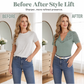 📢📢50% RABATT !!⏰Damen Slim-Fit V-Ausschnitt Spitzen-Kurzarm-Top