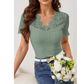 📢📢50% RABATT !!⏰Damen Slim-Fit V-Ausschnitt Spitzen-Kurzarm-Top