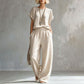 Set aus kurzärmeligem Oberteil und Hose mit weitem Bein für Damen