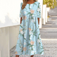 👗🌸 Elegantes langes Damenkleid mit Blumenmuster und Rundhalsausschnitt