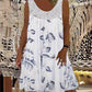 🌺👗Ärmelloses Damenkleid mit Rundhalsausschnitt und Print
