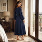 Lässiges Maxikleid für Damen mit V-Ausschnitt und Puffärmeln