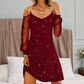✨👗Elegantes schulterfreies Kleid mit Netzärmeln