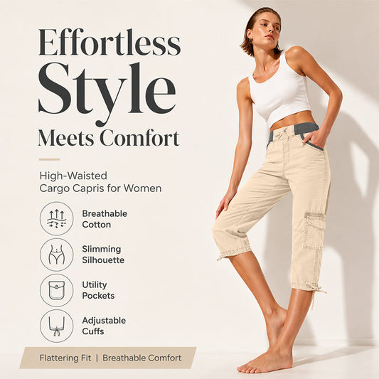 Capri-Cargo-Hose mit hoher Taille für Damen