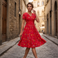 🌸👗 Blumiges Kleid mit V-Ausschnitt und Twist-Detail an der Taille – elegant und lässig für alle Anlässe