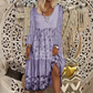 Lässiges Patchwork-Kleid mit langen Ärmeln für Damen