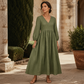 💕Neu eingetroffen👗Maxikleid für Damen mit V-Ausschnitt und Falten