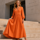 💕Neu eingetroffen👗Maxikleid für Damen mit V-Ausschnitt und Falten