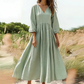💕Neu eingetroffen👗Maxikleid für Damen mit V-Ausschnitt und Falten