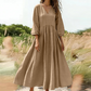 💕Neu eingetroffen👗Maxikleid für Damen mit V-Ausschnitt und Falten